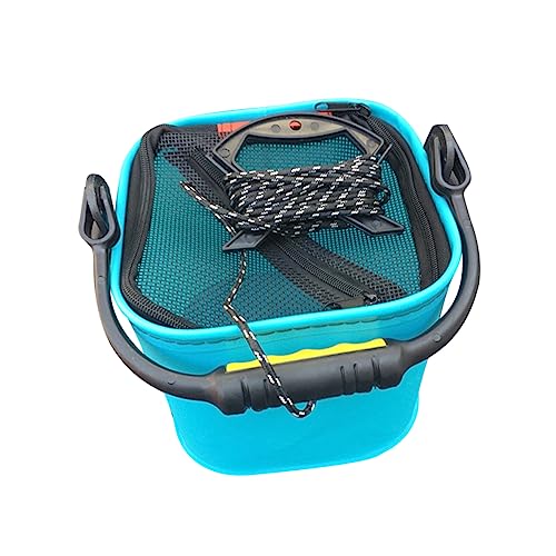 Toddmomy 1PC Eva Portable Fishing Bucket with Smooth Zipper and Slip Rope Folding Water Sink Container for Outdoor Fishing Lightweight Mixed Color