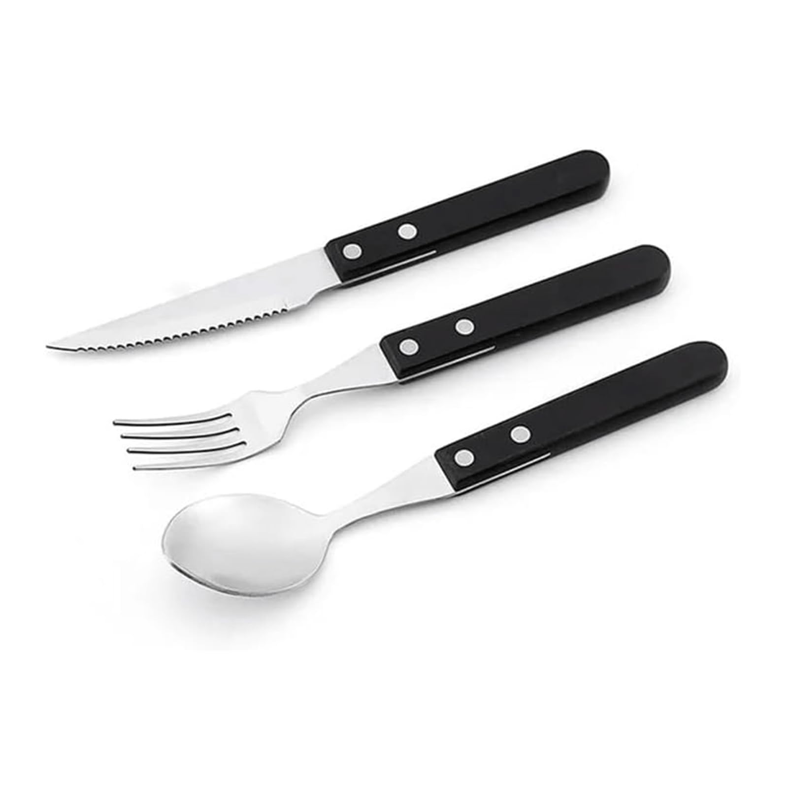 Duddttw Knives Forks Spoons Flatware Set Silverware Set 1/3 Pcs Knife Fork Spoon Stainless Steel With Wooden Handle Flatware Set Mirror Polished Black Dinner Forks Safer