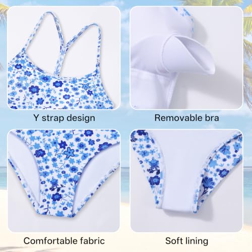Image of Weixinbuy Girls Swimsuits Bikini Set Kids Bathing Suit Bikini Top Bottom 2Pcs Teen Girls' Swimwear Set