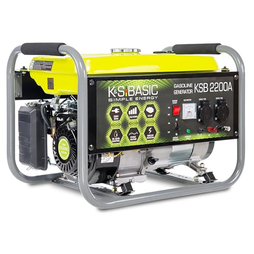 Generador de gasolina KS BASIC 2200А, motor de gasolina de 4,5 CV, alternador de aluminio, regulador de encendido automático (AVR), generador de 2200 vatios, 16 A, 230 V, para el hogar y el hogar