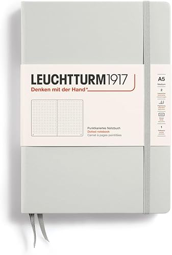 Miniatura 1 de LEUCHTTURM1917 - Cuaderno de tapa dura mediana A5-251 páginas numeradas para escribir y escribir diario (gris claro, punteado)