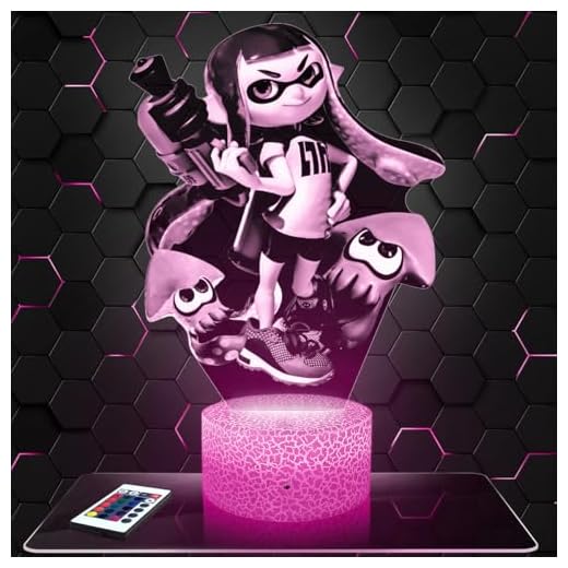 Lámpara de noche Splat oon decoración habitación niño Gaming Gamer Videojuegos Idea regalo Splat oon idea regalo decoración luz tenue luz nocturna decoración oficina. Idea regalo adolescente original