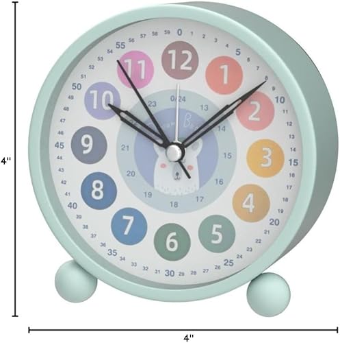 Miniatura 7 de HZDHCLH Reloj despertador de aprendizaje para niños y niñas, silencioso, pequeño, lindo, reloj de mesa alimentado por batería, reloj despertador