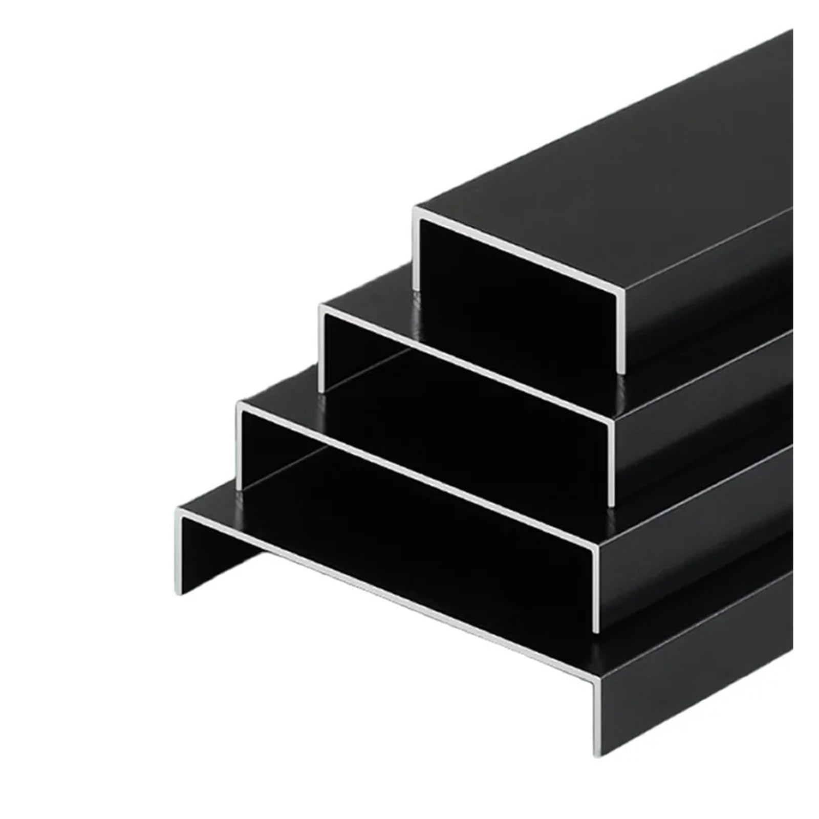 Perfil de aluminio en U, 6063 Aluminio Canal U Ranura Equilátera Negro 500mm 2 Piezas(56x25x50mm)