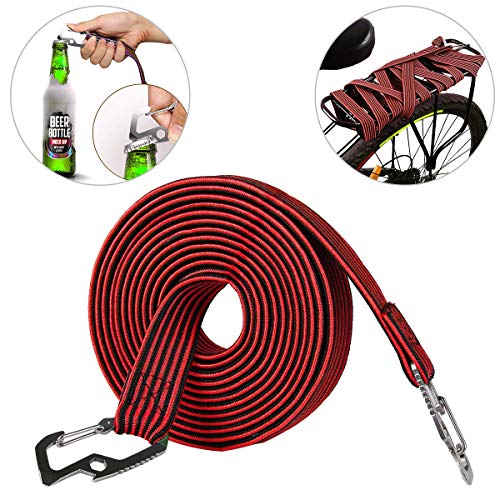 ASEOK cuerda elástica para equipaje, cuerda elástica elástica, universal, resistente, con gancho de acero al carbono, apto para bicicletas, coches eléctricos, 2 y 4 metros (2 m), color rojo