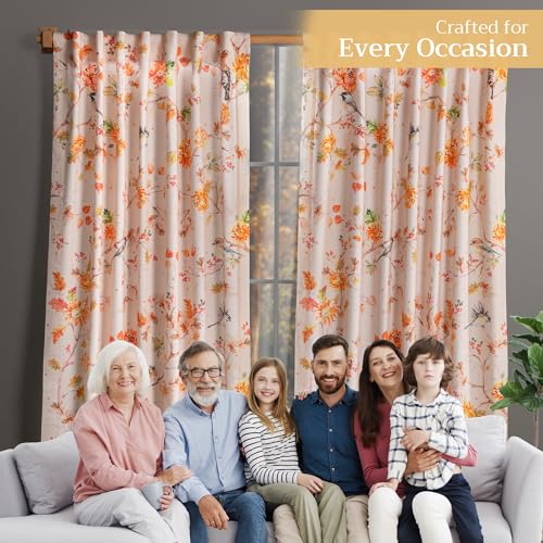 Image of Maison d' Hermine Curtains for Living Room 100% Cotton 96 inch Length One Panel Light Filtering Curtains for Windows with Rod and Loop Pockets Spring Summer (Kelim - Prairie, 50 inch W x 96 inch L)