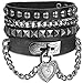Y-blue Multilayer Bracelet Fashion Punk Leather Woven Braided Cross Bangle Wrist Cuff Wristband (Black - Love Heart)