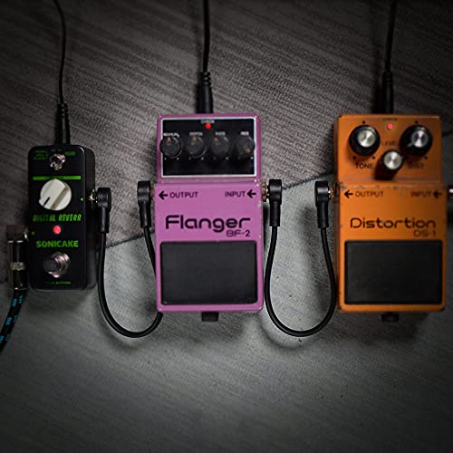 SONICAKE Patchkabel gitaarpedaal 15 cm rechthoek 6,35 mm instrumentkabel geruisloos klinkpatchkabel voor effectpedalen zwart 6 stuks - Image 8