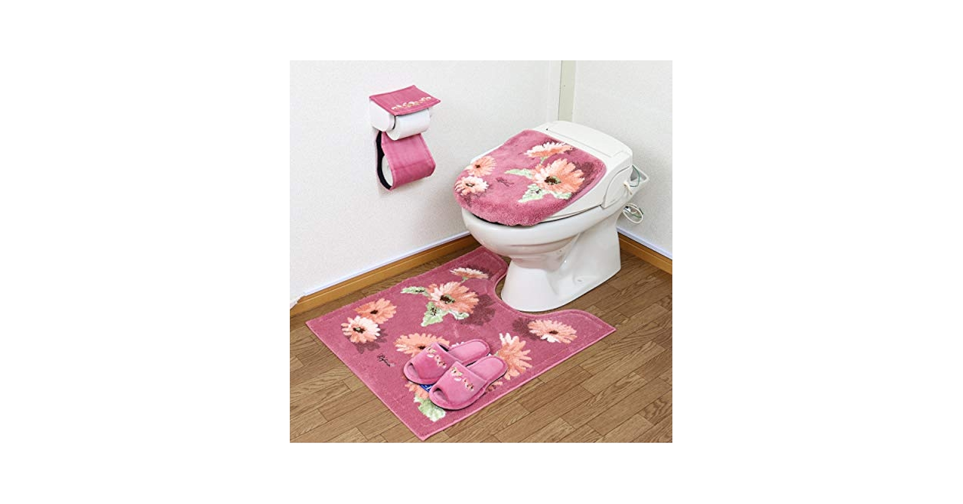 トイレマット 新品 セット 4点 吸着タイプ 洗浄 普通兼用 ピンク オカ トイレマットセット 4点 トイレマット (67×60cm) セット 4