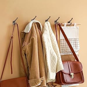 CRAFTSMAN ROAD Vintage Cast Iron Wall Hooks (Antique Brass Finish, Set of 4) - Rustic, Farmhouse Coat Hooks | Great for Coats, Bags, Towels, Hats | Classic Stout CRAFTSMAN ROAD Vintage Cast Iron Wall Hooks Antique Brass Finish Set of 4 Rustic Farmhouse Coat Hooks Great for Coats Bags Towels Hats Classic Stout