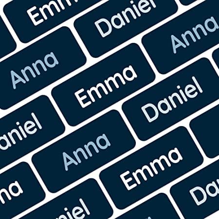 My Nametags® Award-Winning Name Stickers for Clothes & Items | 56 No-Iron, Washable Stick-On Tags for Babies, Kids & Adults (Dark Blue) — image 1