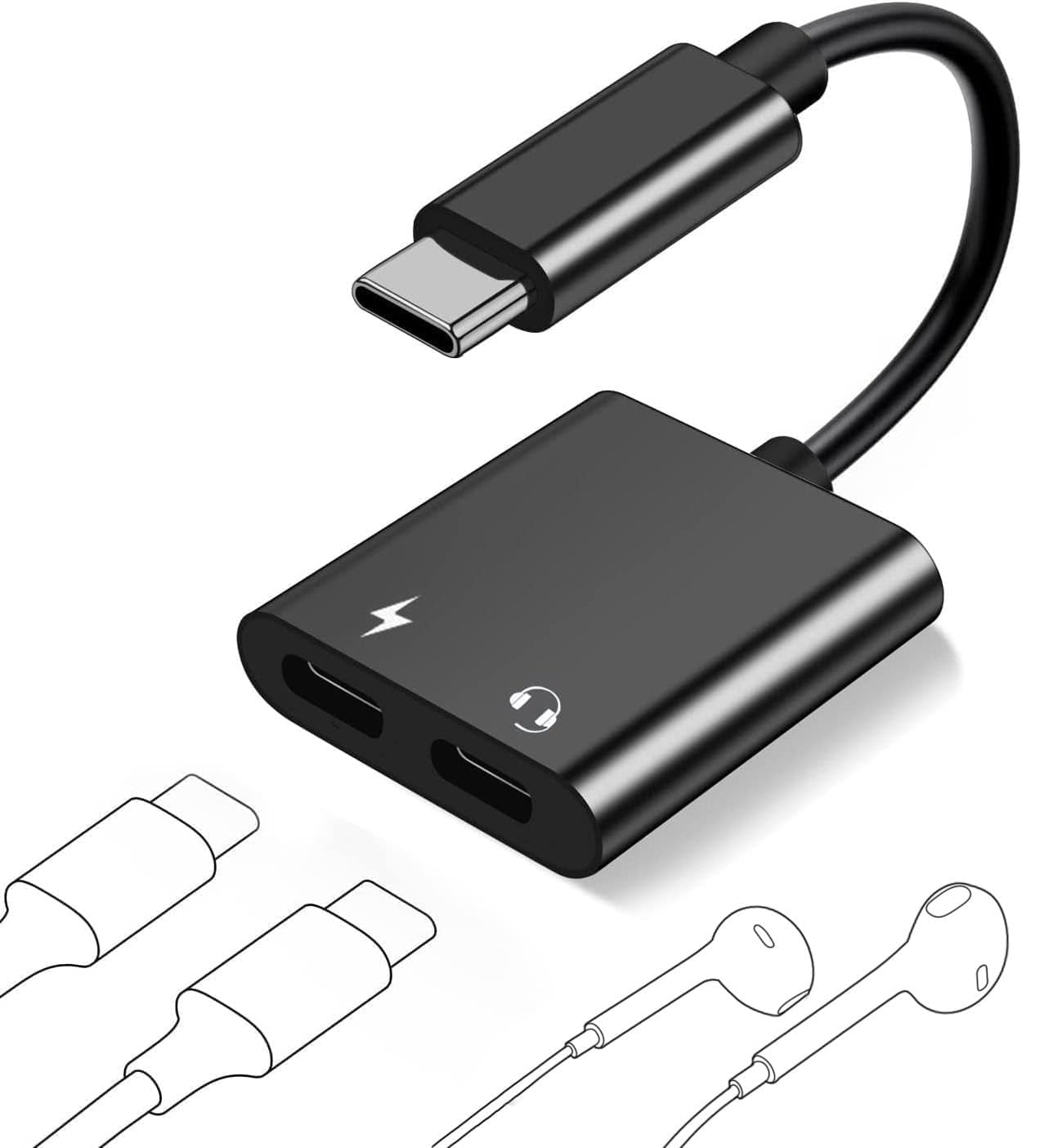 RUWEL USB-C to Dual Type-C Headphone Audio & Charge Adapter USB C 60W PD Fast Charging for Samsung Galaxy S25 to S20 Series, Note 20 10 9 Z Fold 5 4 3 2 Z Flip 5 4 3 0ne Plus Pixel iQ00 All Model-image-9