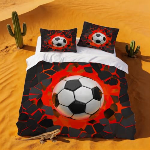 Housse de couette 200x200 football en microfibre douce haute densité pour lit double