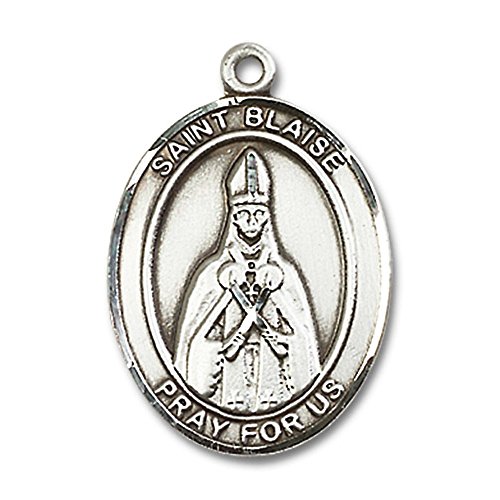 Bonyak Jewelry St. Blaise Hand-Crafted Oval Medal Pendant in Sterling Silver2