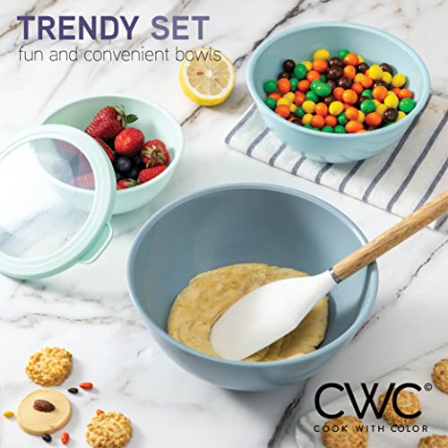 image for COOK WITH COLOR Mixing Bowls with TPR Lids - 12 Piece Plastic Nesting 