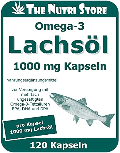 Omega-3 Lachsöl 1000 mg pro Kapsel - 120 Stk. mit hochwertigen, aktiven Omega-3-Fettsäuren
