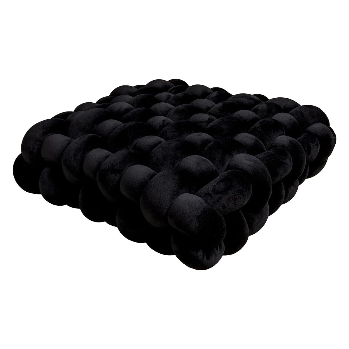 Dazzluxe Knot Throw Pillow Home Decoration Cushion, Square Handmade Woven Knotted Seat Cushion for Living Room Bedroom Solid Color Light Luxury Style,Black,30 * 33 * 12cm