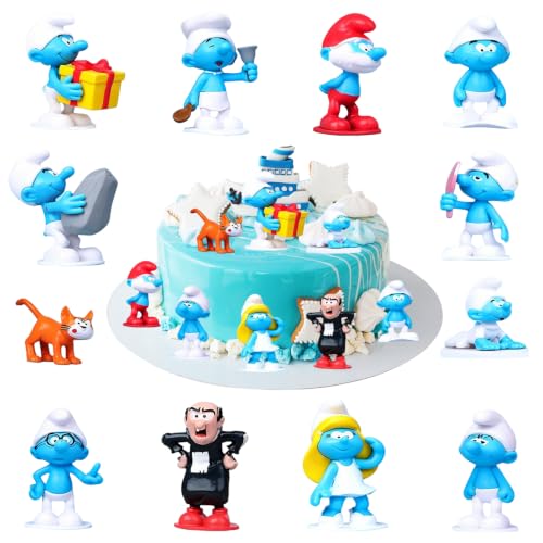 Schlümpfe Kuchendekoration 12 Stück Schlümpfe Figuren Schlümpfe Cupcake Figuren Schlümpfe Geburtstagstorte Dekoration Schlümpfe Tortendeko Cartoon Figur Geburtstag Tortendeko