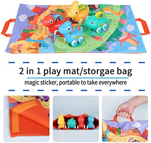 Eners Child Dinosaur Automobiles Toys for Toddlers 1-3, Child Dino Toy Automobiles for 1 2 3 Yr Outdated Boys Ladies, 4 Automobiles with Play Mat/Storage Bag, Child Boy Lady Dinosaur Automobile Toys 6 9 12 18 Months 4 51UrJQ0XhWL. AC
