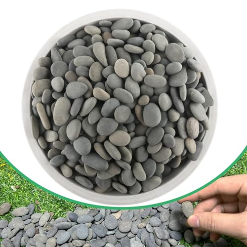 2.4LB River Rocks Mexican Beach Pebbles for Garden Landscape Stone Paving Stone Grey (1Inch)