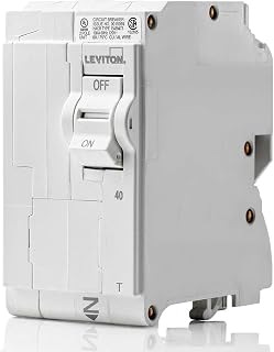 Leviton 40A 2-Pole Plug-On Standard Branch Circuit Breaker, Thermal Magnetic, 120/240 VAC, LB240-T, White