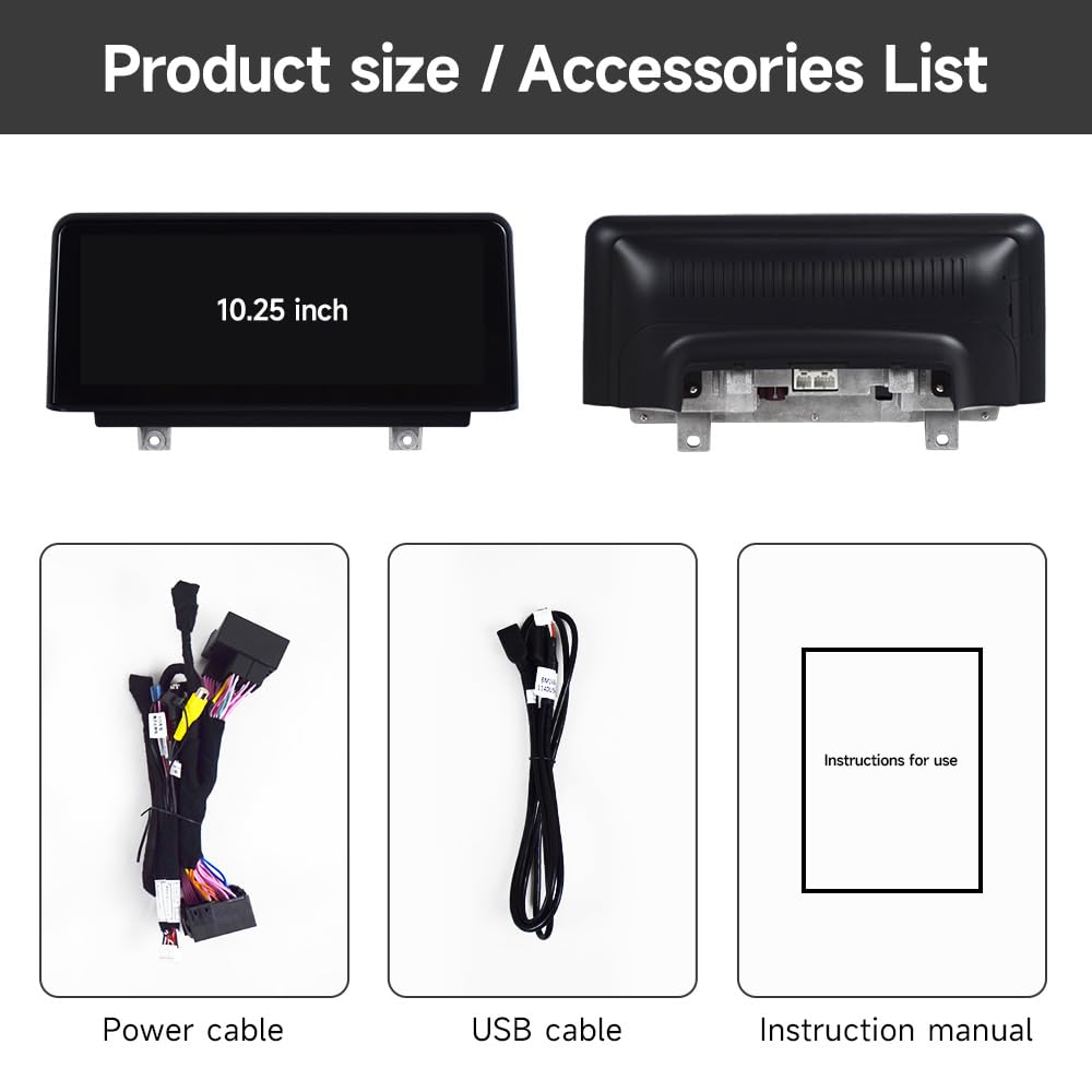 VIBEX 10,25 pollici Autoradio Carplay Wireless & Android Auto Wireless per BMW serie 3 4 F30/F31/F32/F33//F34/F36 2012-2016 con sistema NBT, Touchscreen Stereo Ricevitore con AirPlay Link, Siri