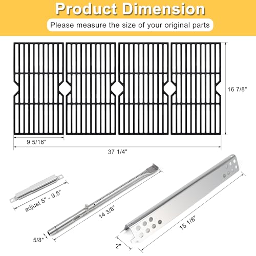 Image of Grill Replacement Parts for Charbroil Advantage 6 Burner 463240115, 466240115, 466235816, Cast Iron Grill Grates, Heat Plates Tents, Burners and Igniters for Char-Broil Advantage 463240115