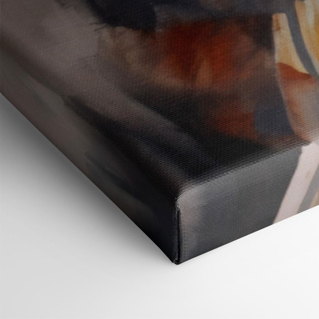 Canvas for Living room. Blazing Bravery: The Female Firefighter's Resolve in Digital Artistry, 27 x 18 inch Canvas Wall Art - Ready to Hang - 69x46 cm (27x18 inch)