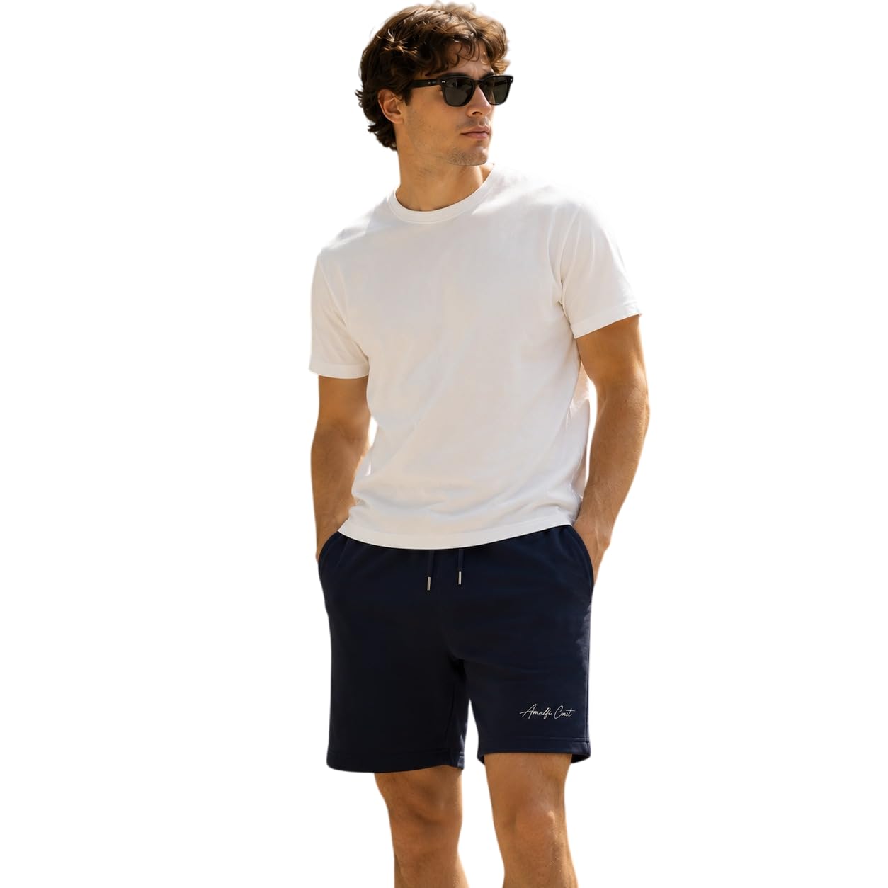Men's Premium Cotton Terry Shorts | Amalfi Coast Embroidery | Super Soft Summer Shorts |Casual Lounge Gym Travel Shorts-picture-22