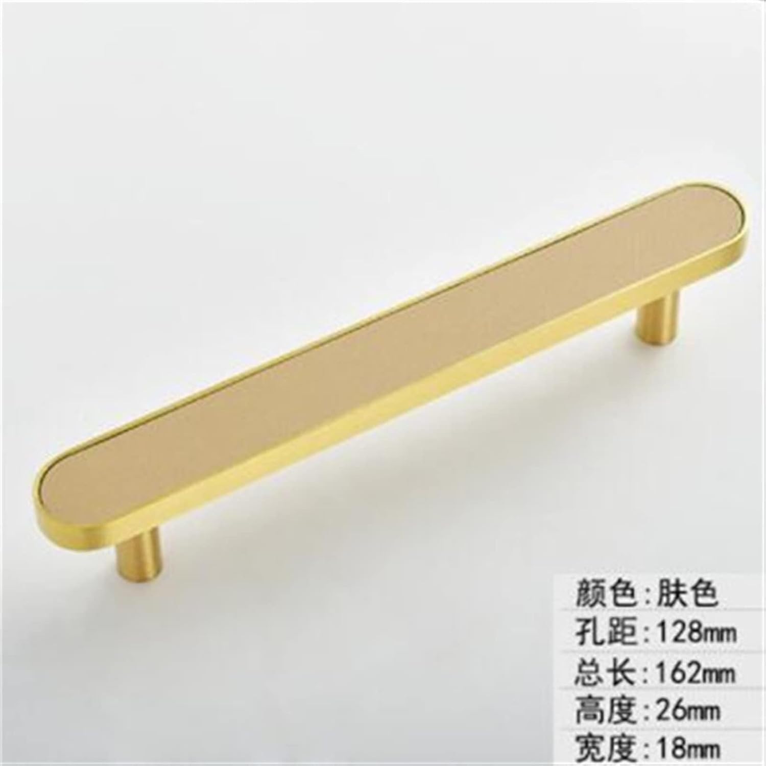 Solid Brass Furniture Handle Door Knobs Long Strip Leather Handles for Cabinet Kitchen Cupboard Drawer Pulls 1Pcs Furniture Accessories (Color : Khaki-128)