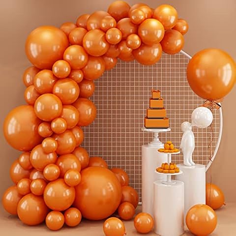 Orange Balloon Arch Kit, Orange Balloons, Pastel Orange Balloon Garland Arch, 5 Inch 10 Inch 12 Inch 18 Inch Matte Orange Latex Balloons for Birthday Wedding Bridal Baby Shower Party Decor Cover