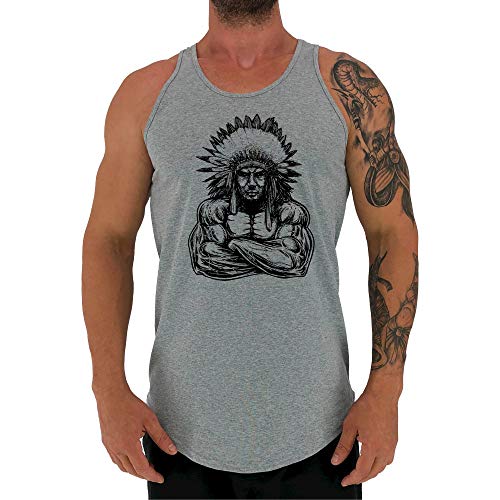 Regata LongLine Masculina Cavada MXD Conceito Índio Musculoso Long Line (Mescla, M)