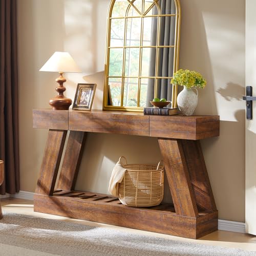 OKD 60' Farmhouse Entryway Table with Drawer, Narrow Long Console Table for Entryway, Console Tables with Storage(Reclaimed Barnwood)