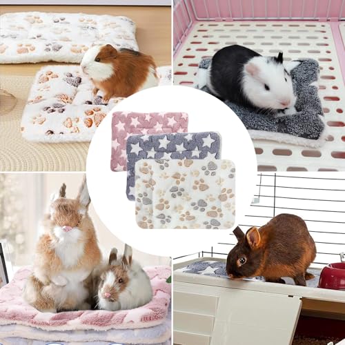 CVASNF 3 Stück Kaninchen Bett, Warme Flauschige Kleintier Plüschbett Meerschweinchen Bett Kleine Tiere Zubehoer für Kaninchen Chinchilla Eichhörnchen Meerschweinchen