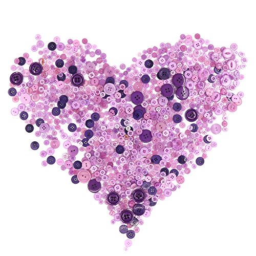 Swpeet 650 Pieces Assorted Sizes Resin Buttons 2 and 4 Holes Round Craft Buttons for Sewing DIY Crafts Children's Manual Button Painting (Purple)