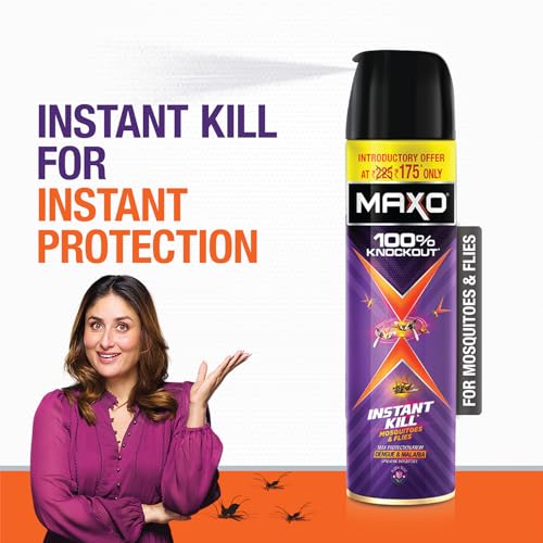 Image of Maxo Flying Insect Killer Spray 400ml | Mosquito & Fly Killer | 100% Knockout Formula | Protection from Dengue, Malaria & Chikungunya | Floral Bliss Fragrance