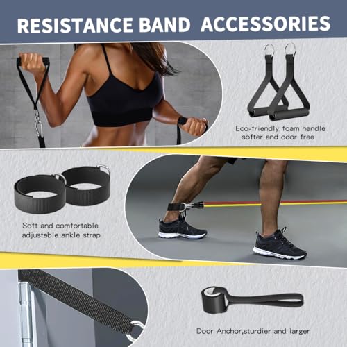 Image of WHATAFIT Resistance Bands, Exercise Bands,Resistance Bands for Working Out, Work Out Bands with Handles for Men and Women Fitness, Strength Training Home Gym Equipment