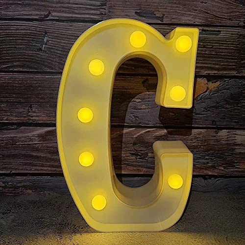Image of LED Letter Lights Sign Light Up Letters Sign for Night Light Wedding /Birthday Party Battery Powered Christmas Lamp Home Decoration (Letter-C)