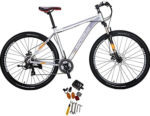 EUROBIKE 29" Wheels Mountain Bike Large XL 19" Aluminum Frame (Silver 1)