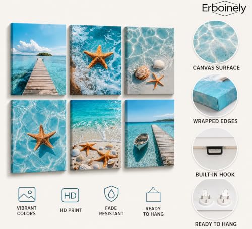 Erboinely 6 Pcs Coastal Scenery Poster Wall Art by Erboinely - Used condition - Image 5