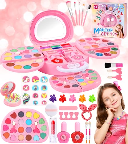 Ophy Maquillaje para Niñas - 64PCS Maletin Naquillaje Niñas Set Maquillaje Niña Maquillaje Lavable para Niñas Regalo de Princesa Kit Maquillaje Niña y Navidad de para Niñas 3 4 5 6 7 8 9 10 11 12 Años