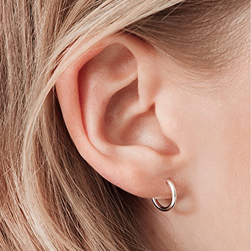 14K Gold Small Huggie Hoop Earrings for Women 925 Sterling Silver Hypoallergenic Cartilage Huggie Hoops Earrings for Men（3 Pairs）4