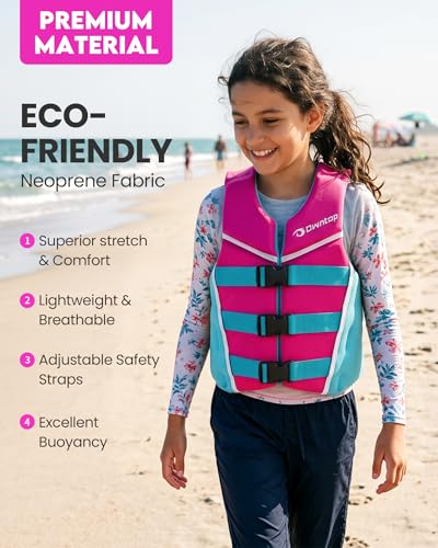 Owntop Swim Jacket Youth 75-125 lbs, Neoprene Swim Vest Kids, Adjustable Straps Buckles, Lightweight, Swimming Training, Boating, Kayak, Water Sports (Pink, L) - image 2