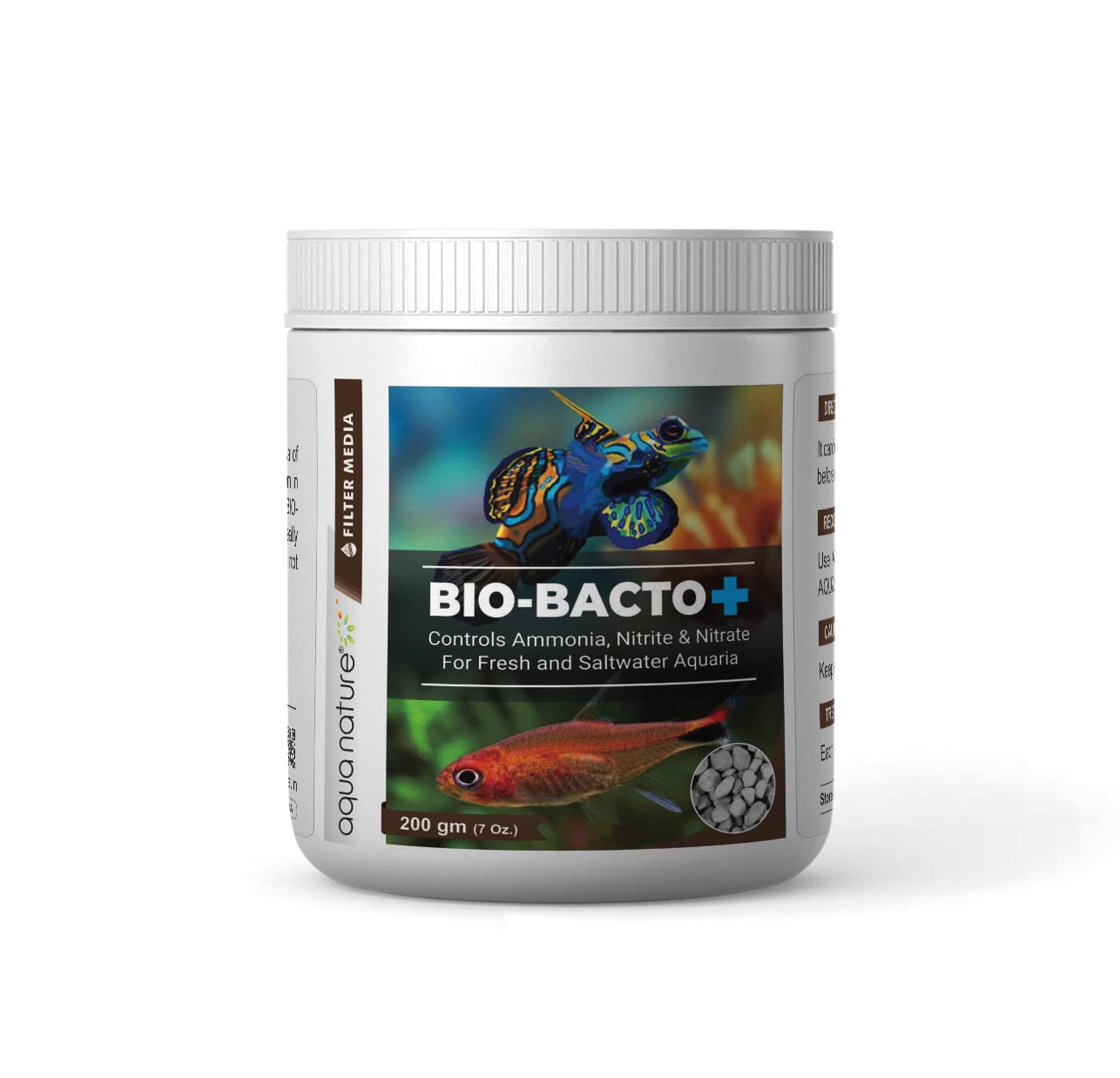 AquaNature® Bio- Bacto+ Biological Filter Media Controls Ammonia, Nitrite & Nitrate for Fresh & Saltwater Aquaria (200g)