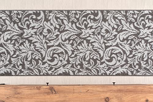 Pet Friendly Stain Resistant Anti-Slip Non-Adhesive Non-Shedding Durable Frieze Runner Rug Mat For Wide Oversized Broad Large Hallways Entryways Kitchens,Garden Light Grey,31 Inch X 8 Ft #TOP2