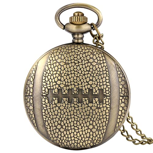 YINGOO Reloj de Bolsillo de Baloncesto Retro de 1 Pieza Reloj Colgante Deportivo de Varias Bolas con Cadena-Rugby Cover