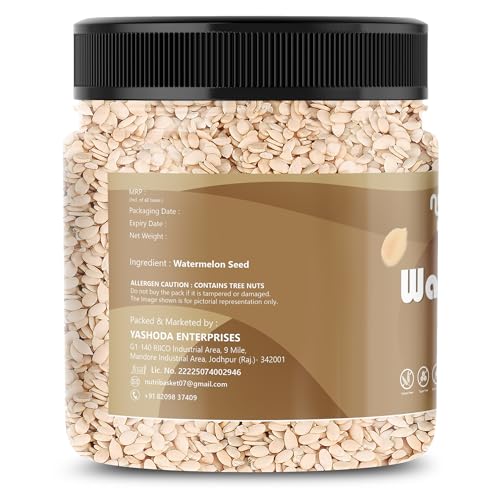 Image of Nutri Basket Premium Watermelon Seeds for Eating 100g | Raw Tarbuj Magaj Without Shell | Protein & Fiber Rich Snack | Nutrient-Dense Seeds | Antioxidant Source | Jar Pack