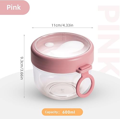 Miniatura 2 de Recipientes de avena con tapa y cuchara, paquete de 3 frascos de plástico para yogur de boca ancha, tarros Mason de 20 onzas para avena durante la