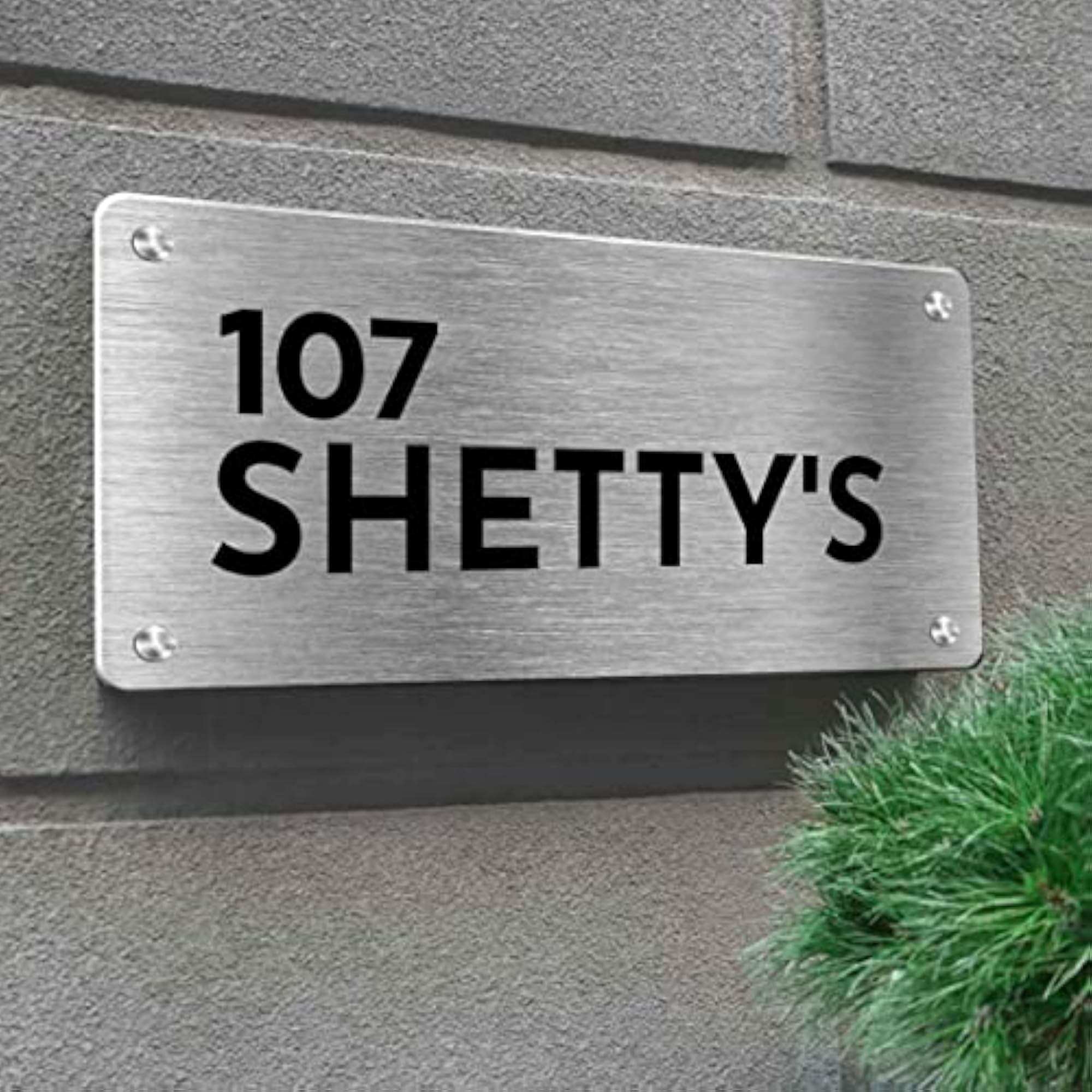 Custom Stainless Steel Name Board for Home, Silver