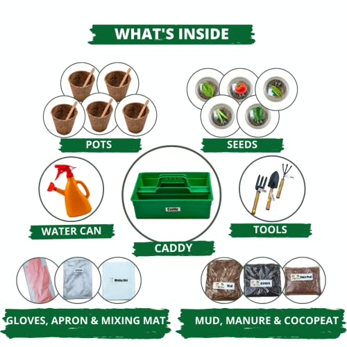 Mom I Can- The Gardening Kit | Gardening Tools Kit for Kids | for Home Garden | for Watering | for Gift | Seeds for Gardening | Gardening Kit for Kids | for Home Garden Full Set